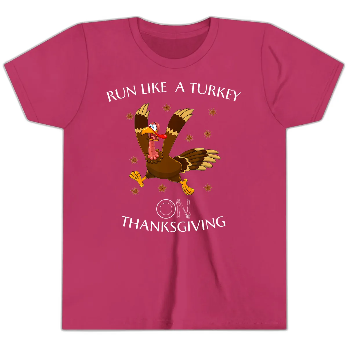 Run Like A Turkey On Thanksgiving Youth T-Shirt in Berry