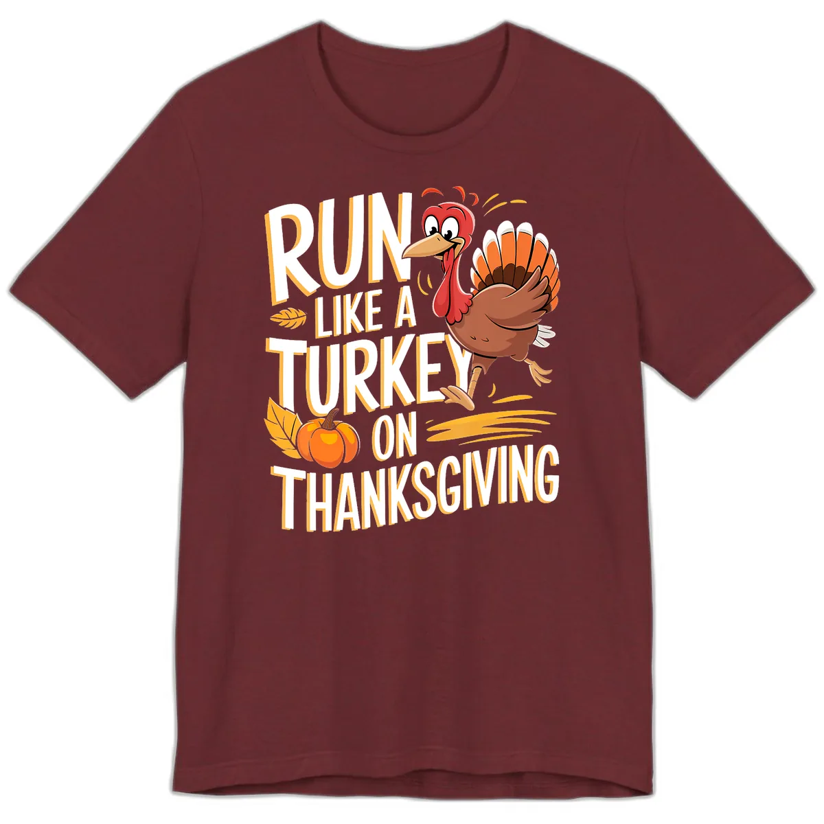 Run Like A Turkey On Thanksgiving Premium T-Shirt in Heather Cardinal