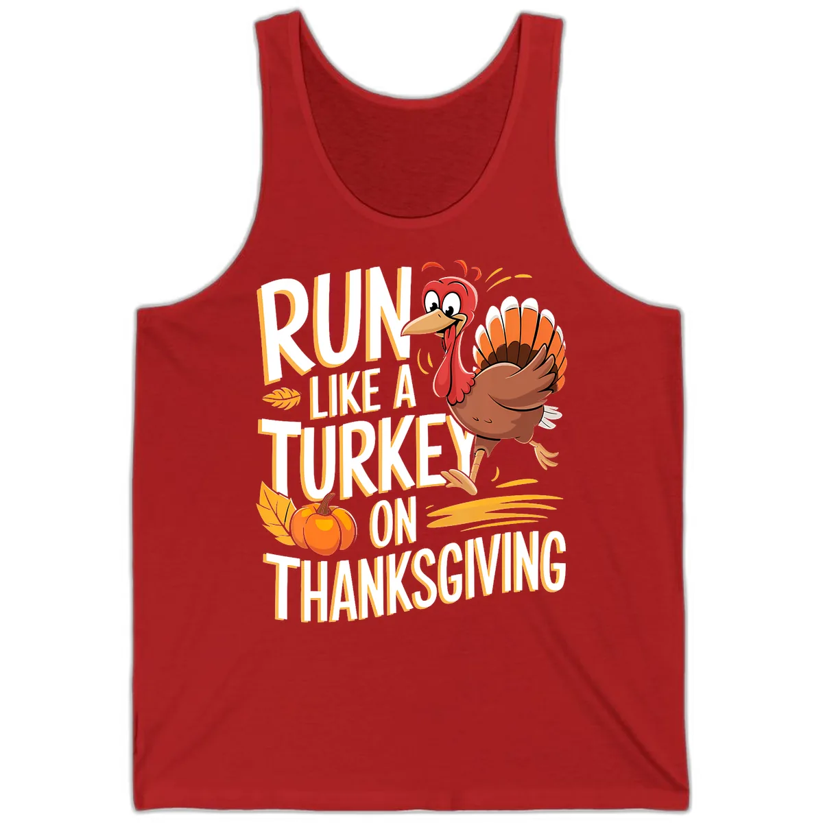 Run Like A Turkey On Thanksgiving Tank in Red