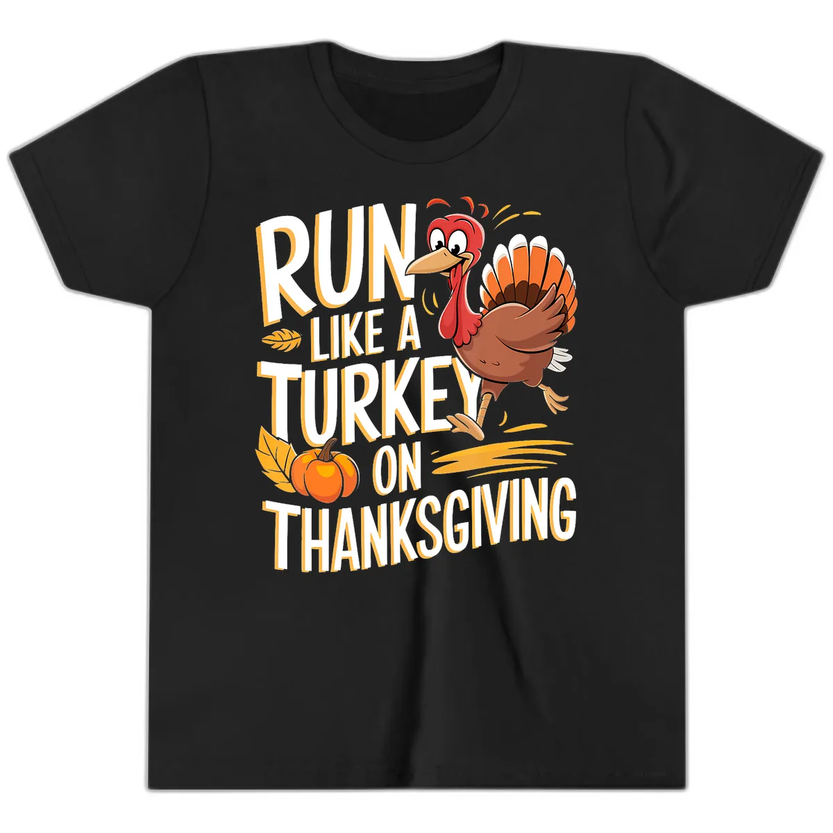 Run Like A Turkey On Thanksgiving Youth T-Shirt in Black