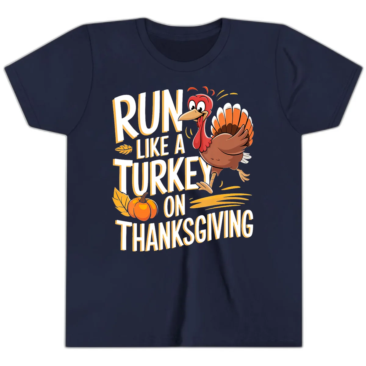 Run Like A Turkey On Thanksgiving Youth T-Shirt in Navy