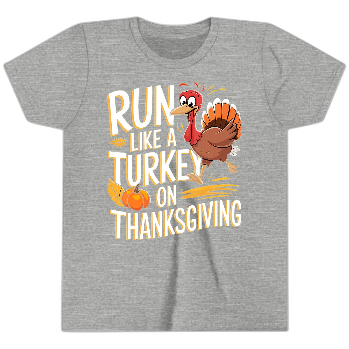 Run Like A Turkey On Thanksgiving Youth T-Shirt in Athletic Heather