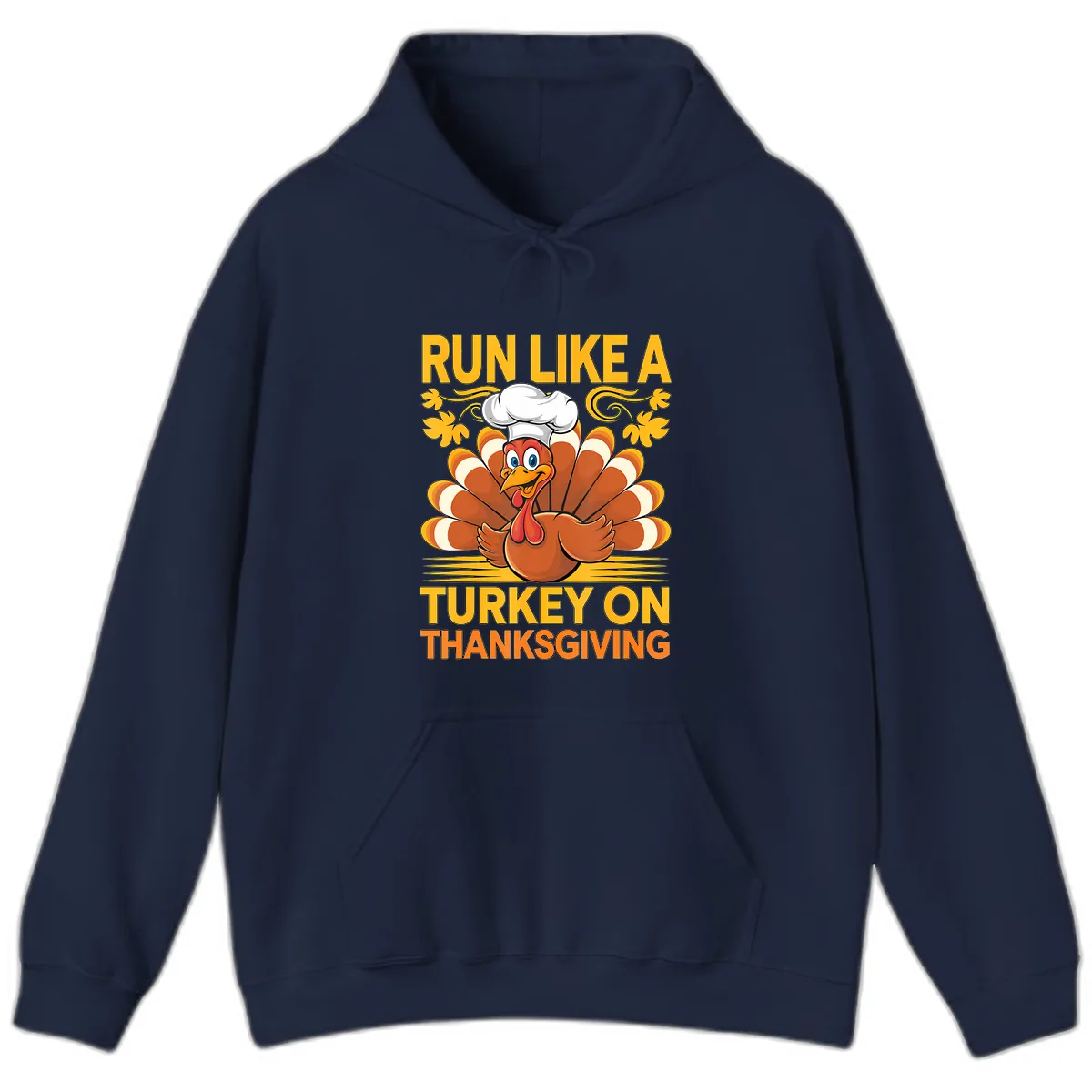 Run Like A Turkey On Thanksgiving Hoodie in Navy