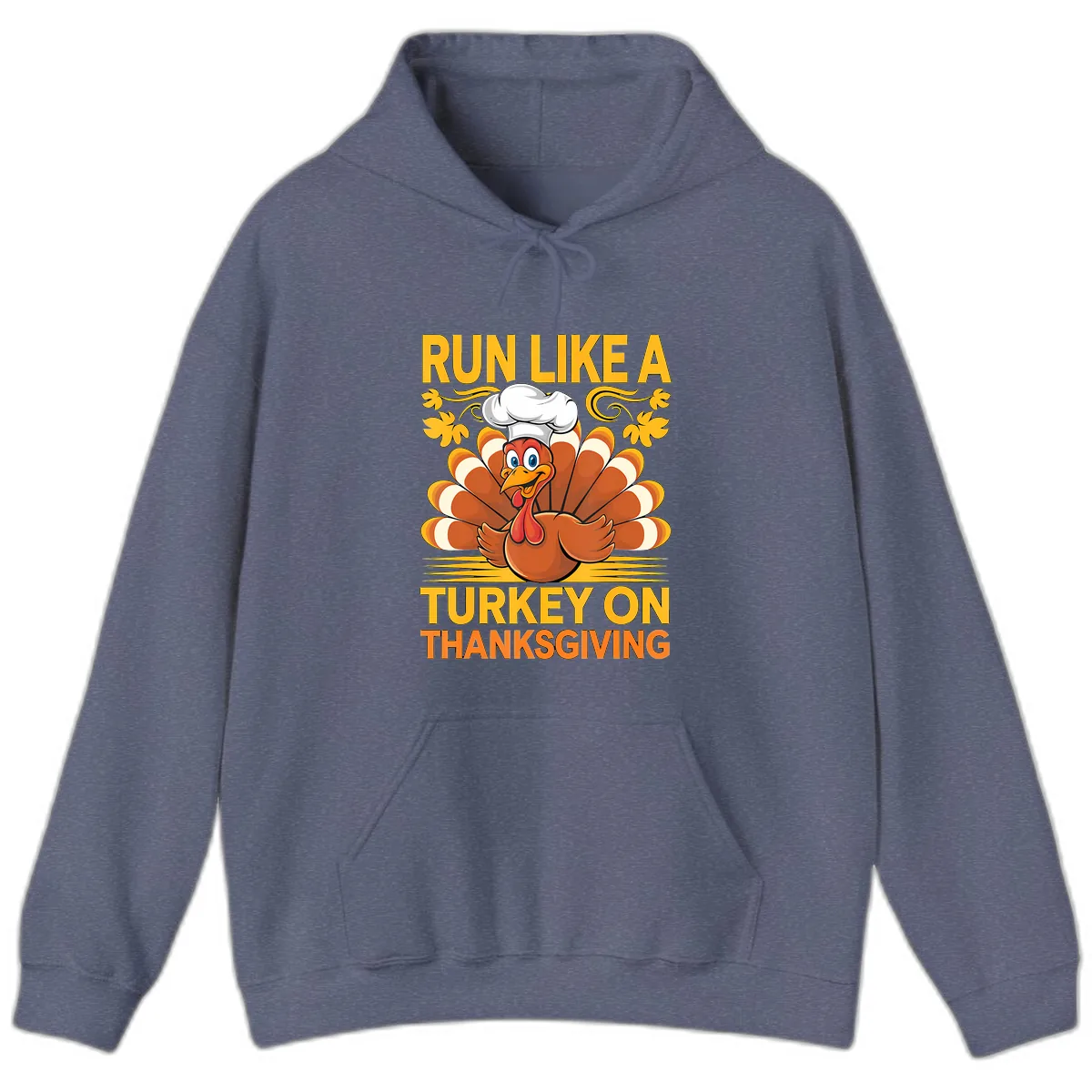 Run Like A Turkey On Thanksgiving Hoodie in Heather Navy