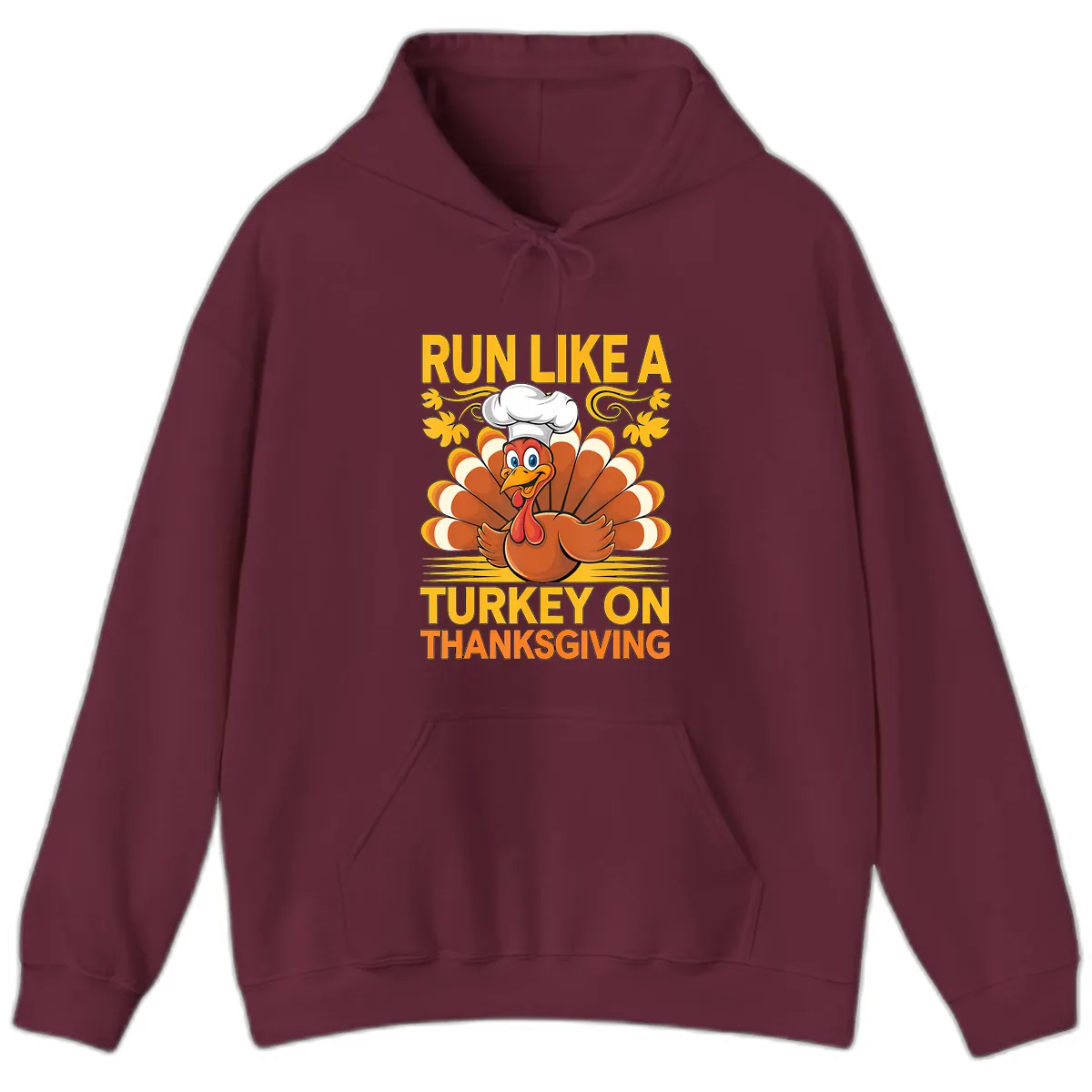 Run Like A Turkey On Thanksgiving Hoodie in Maroon