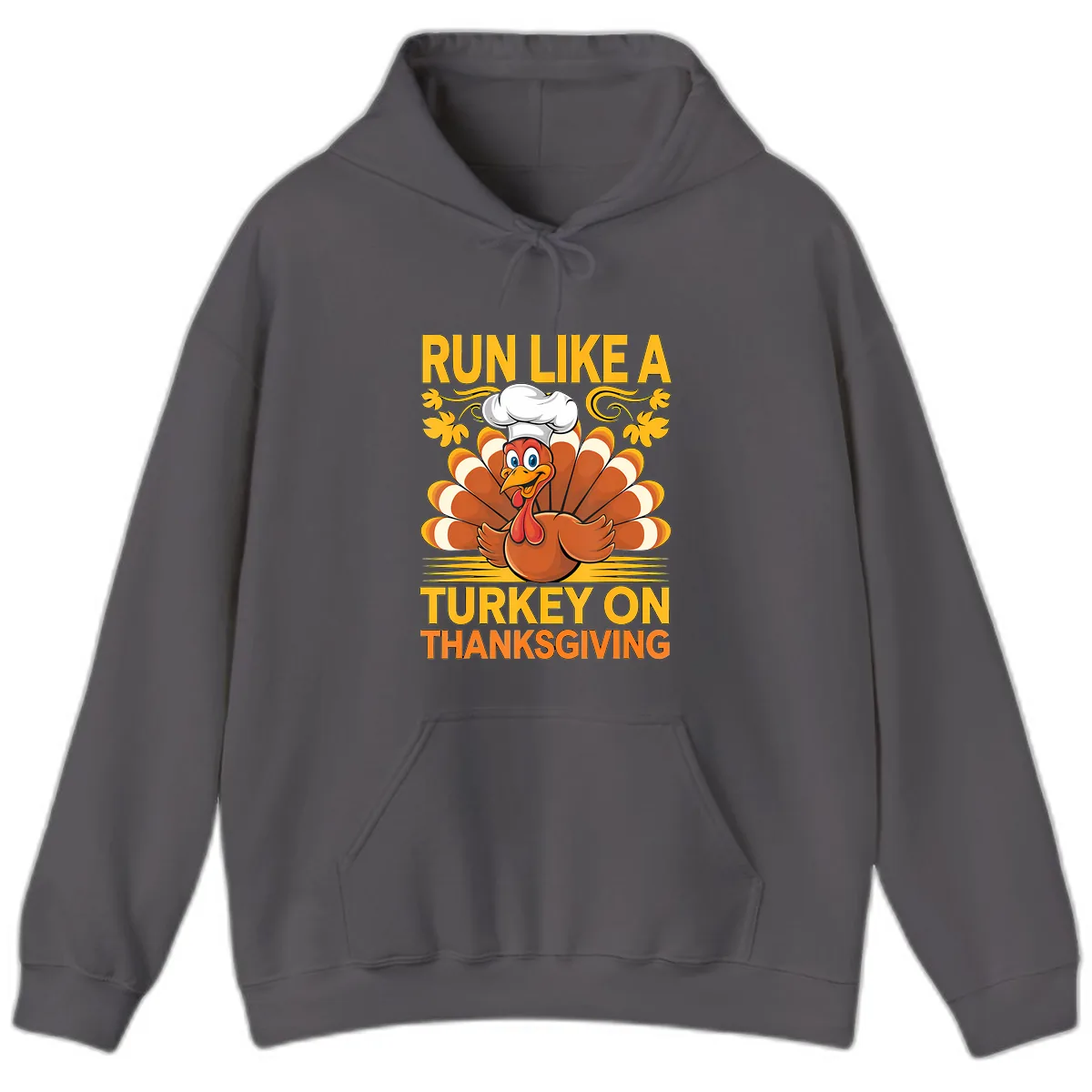Run Like A Turkey On Thanksgiving Hoodie in Charcoal