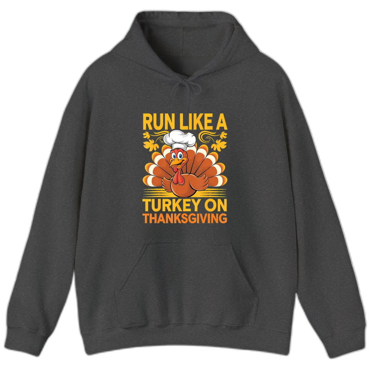 Run Like A Turkey On Thanksgiving Hoodie in Dark Heather