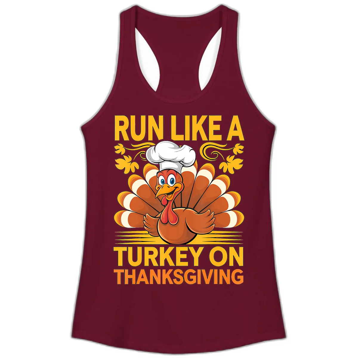 Run Like A Turkey On Thanksgiving Ladies Tank in Solid Cardinal Red
