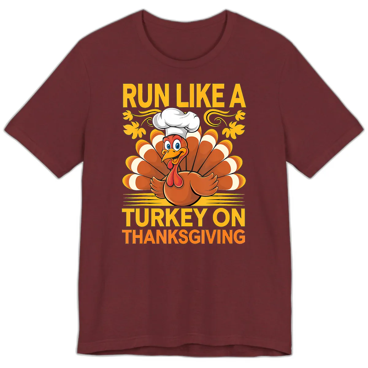 Run Like A Turkey On Thanksgiving Premium T-Shirt in Heather Cardinal