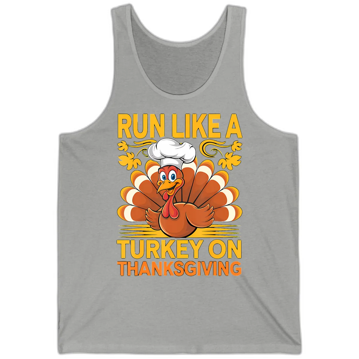 Run Like A Turkey On Thanksgiving Tank in Athletic Heather
