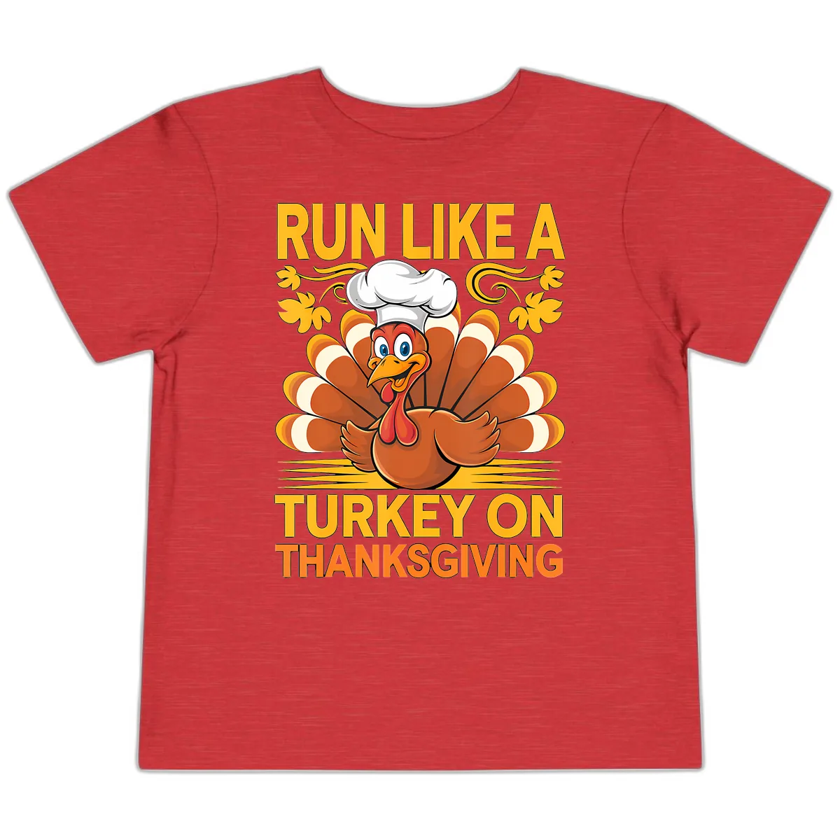 Run Like A Turkey On Thanksgiving Toddler T-Shirt in Heather Red