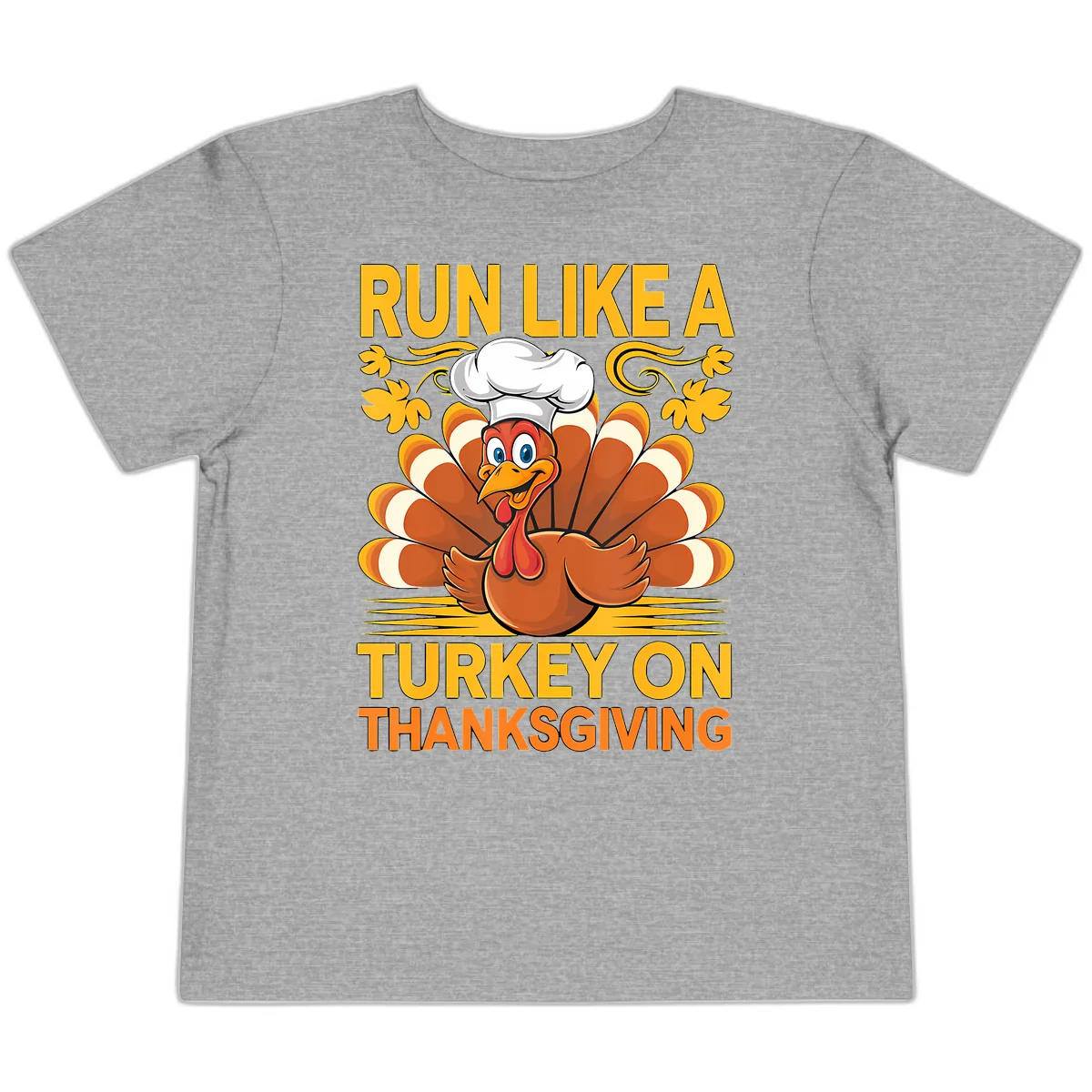 Run Like A Turkey On Thanksgiving Toddler T-Shirt in Athletic Heather