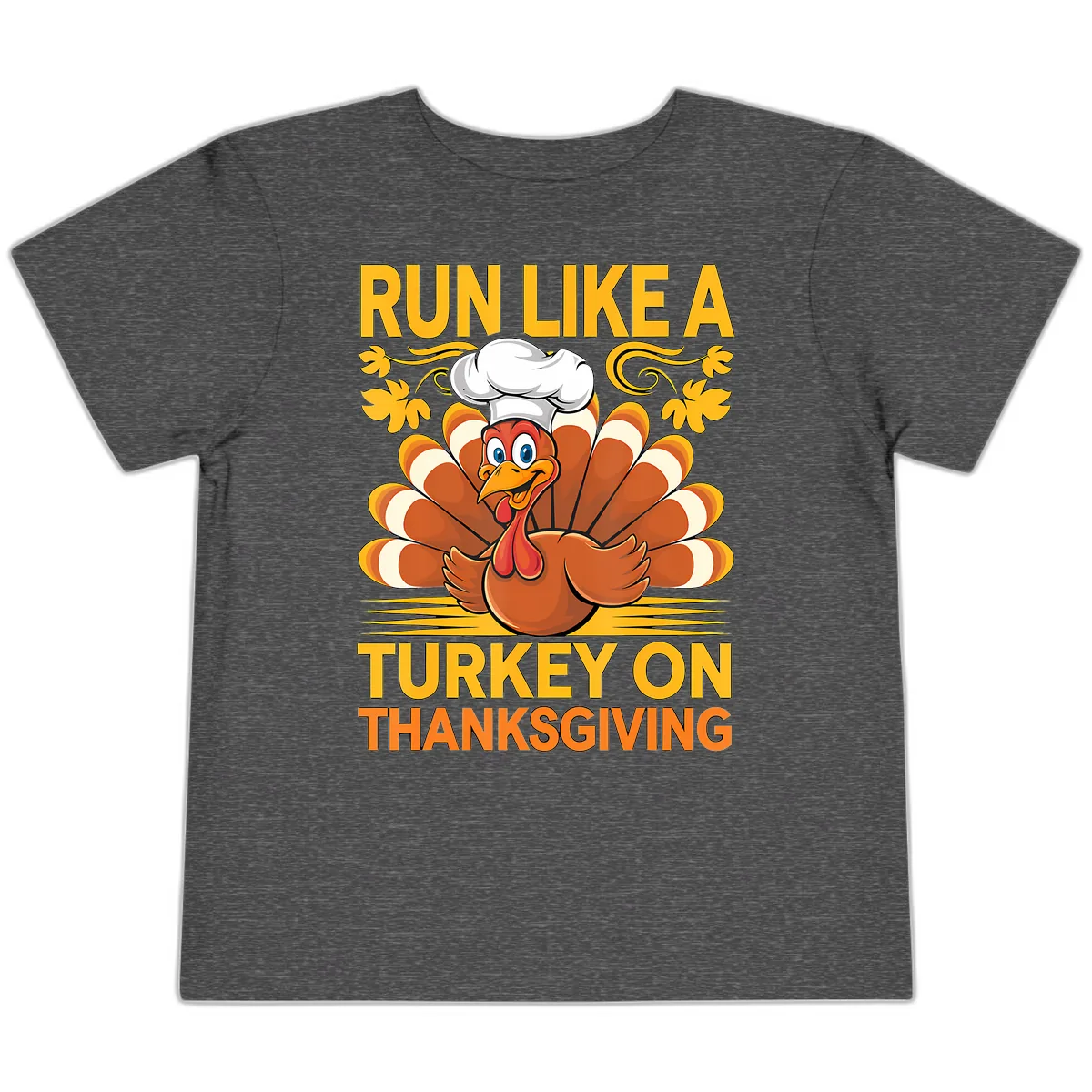 Run Like A Turkey On Thanksgiving Toddler T-Shirt in Dark Heather Grey