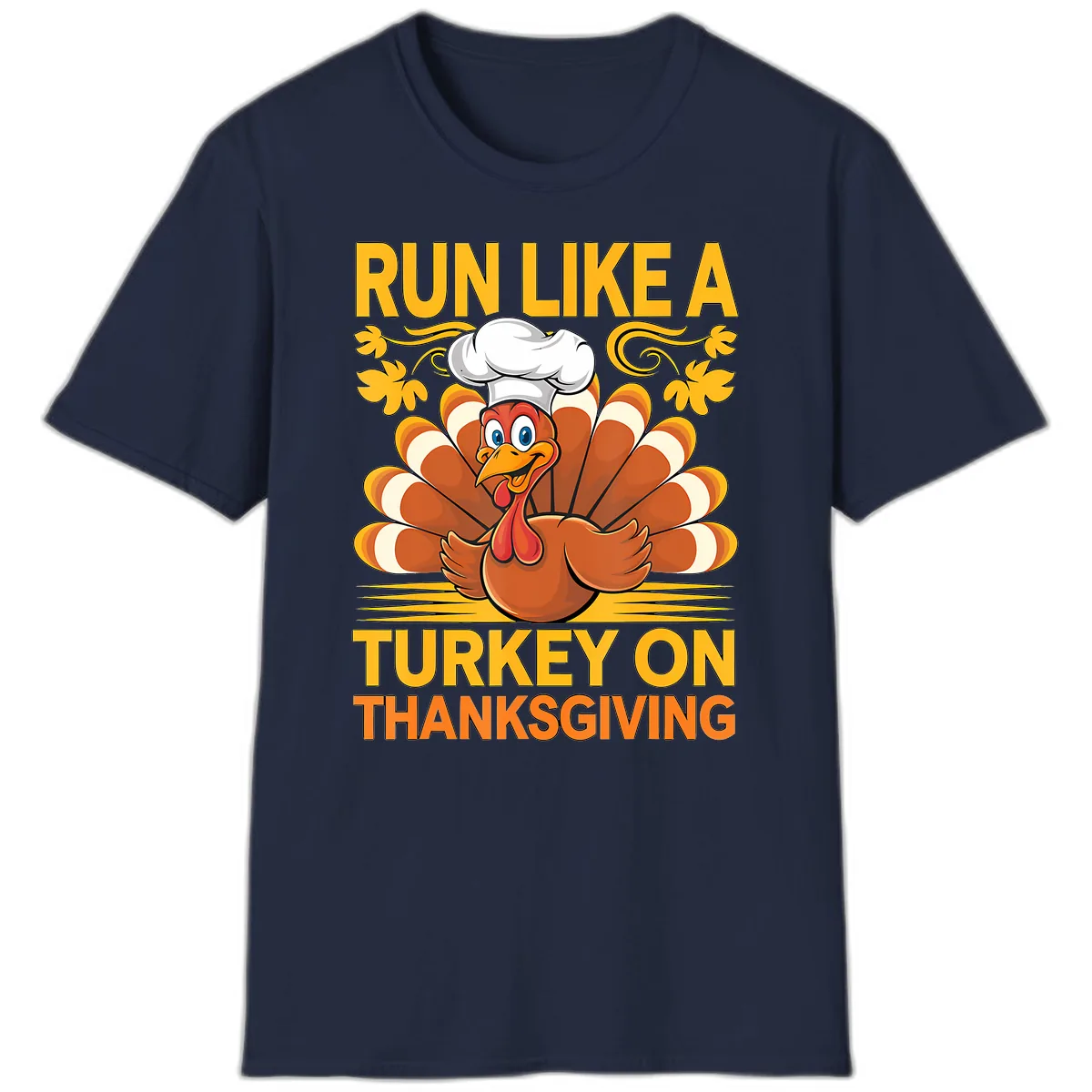 Run Like A Turkey On Thanksgiving T-Shirt in Navy