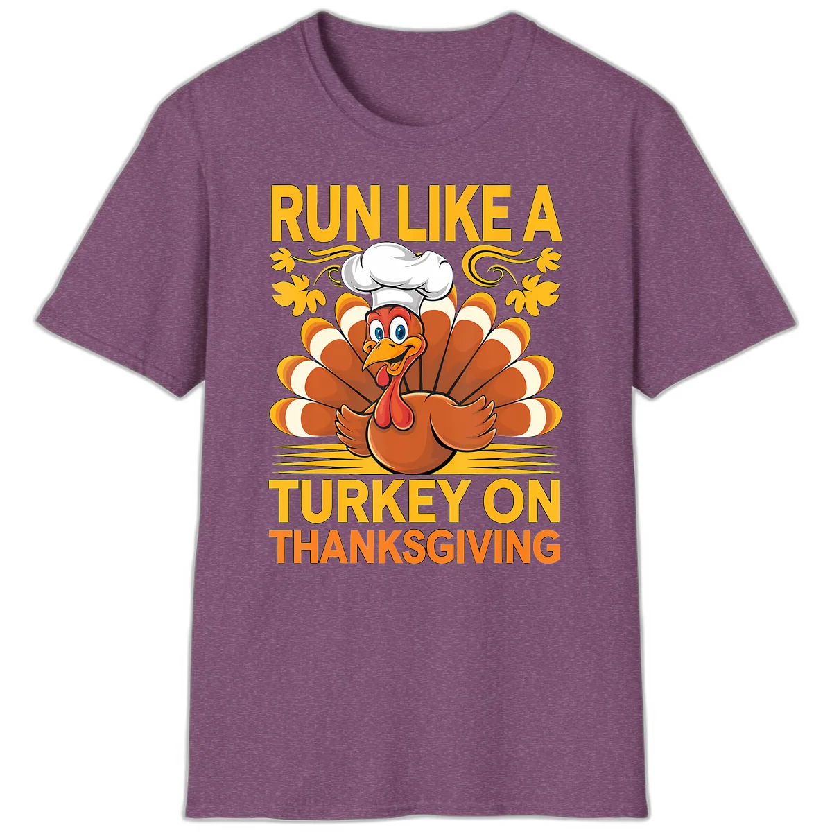 Run Like A Turkey On Thanksgiving T-Shirt in Heather Maroon