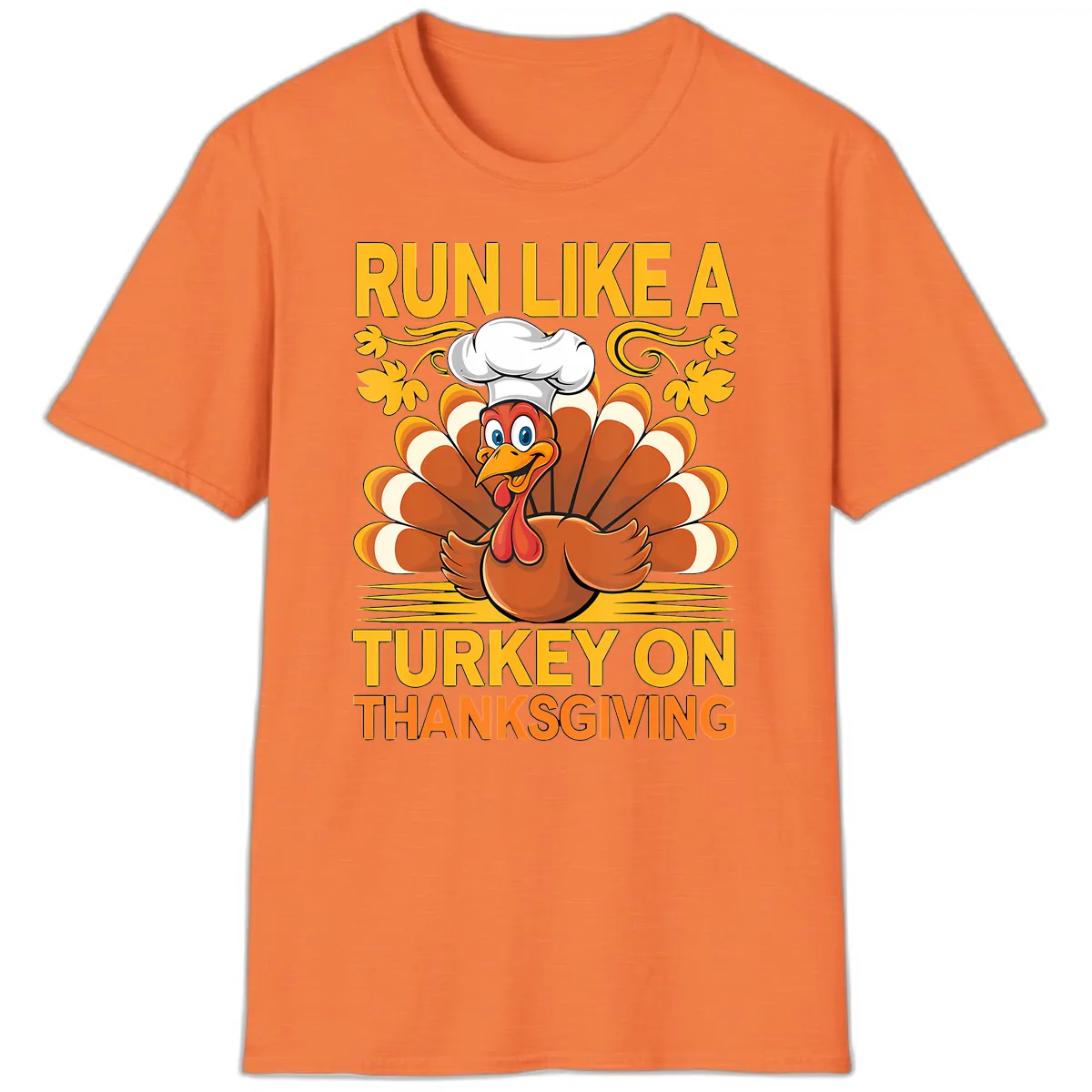 Run Like A Turkey On Thanksgiving T-Shirt in Heather Orange