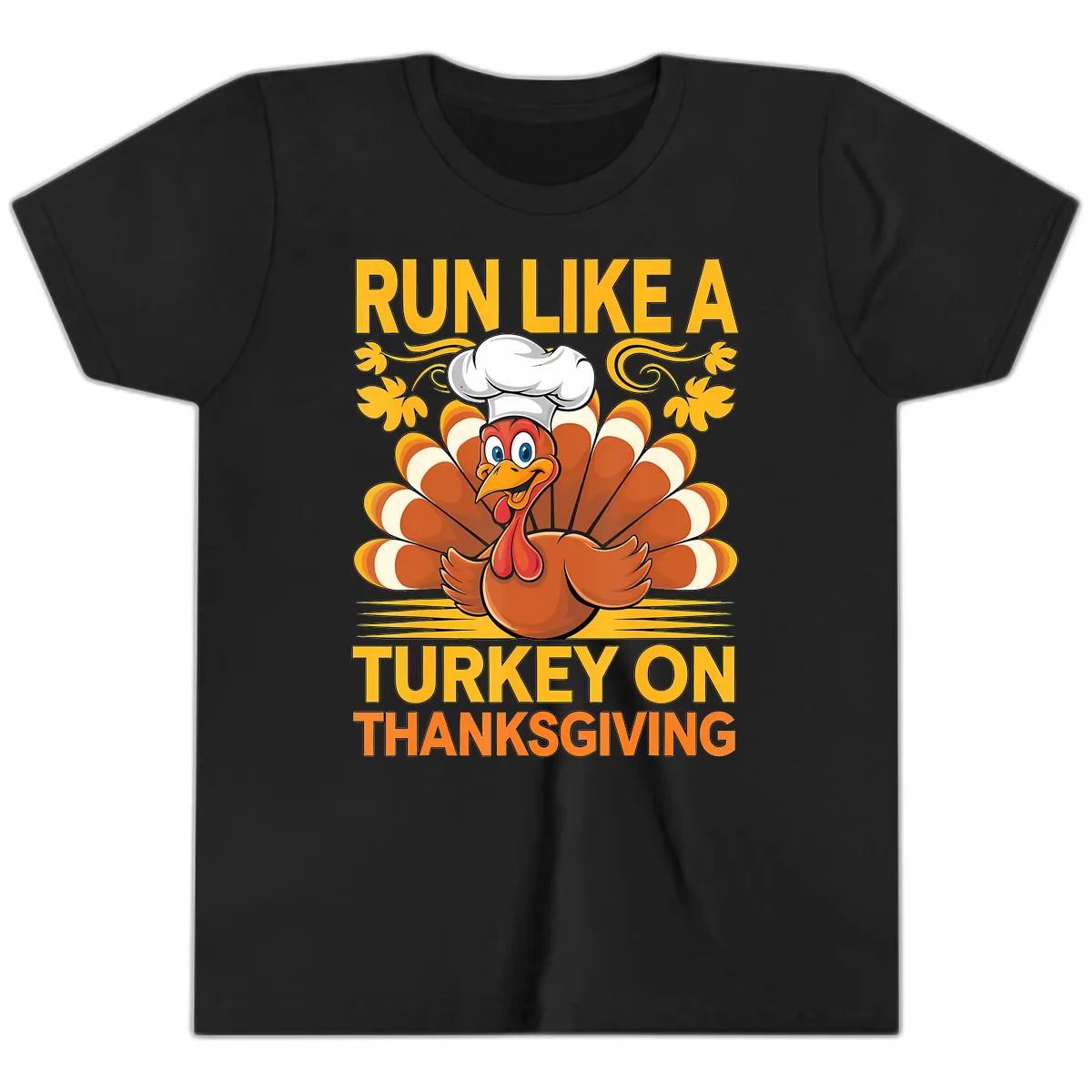 Run Like A Turkey On Thanksgiving Youth T-Shirt in Black