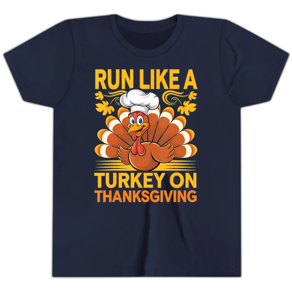 Run Like A Turkey On Thanksgiving Youth T-Shirt in Navy