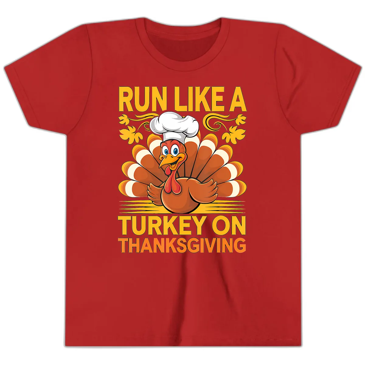 Run Like A Turkey On Thanksgiving Youth T-Shirt in Red