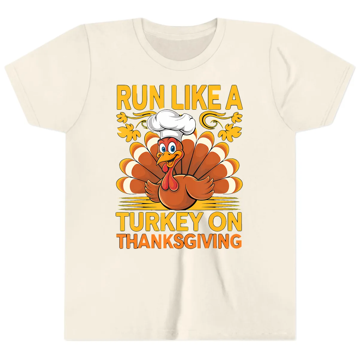 Run Like A Turkey On Thanksgiving Youth T-Shirt in Natural