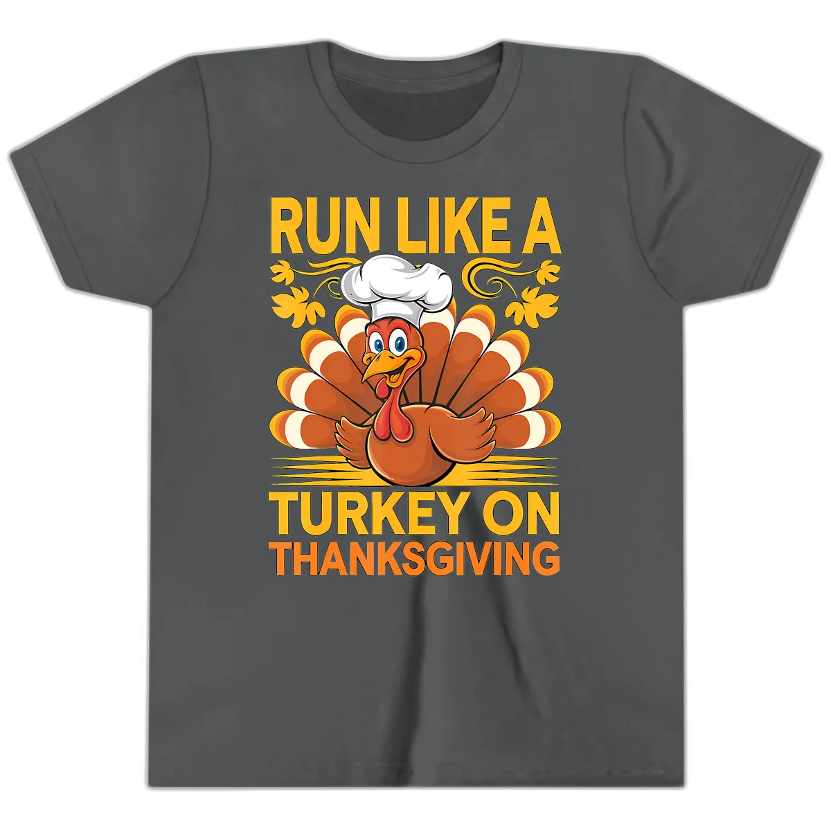 Run Like A Turkey On Thanksgiving Youth T-Shirt in Asphalt