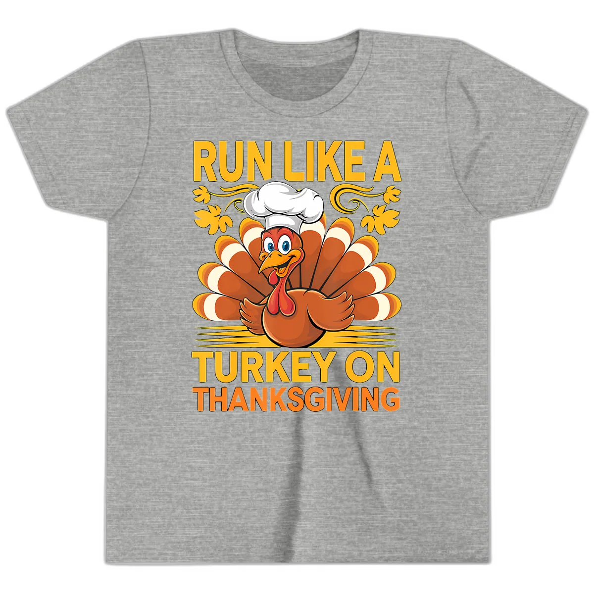 Run Like A Turkey On Thanksgiving Youth T-Shirt in Athletic Heather