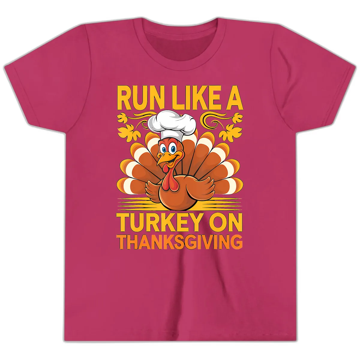 Run Like A Turkey On Thanksgiving Youth T-Shirt in Berry