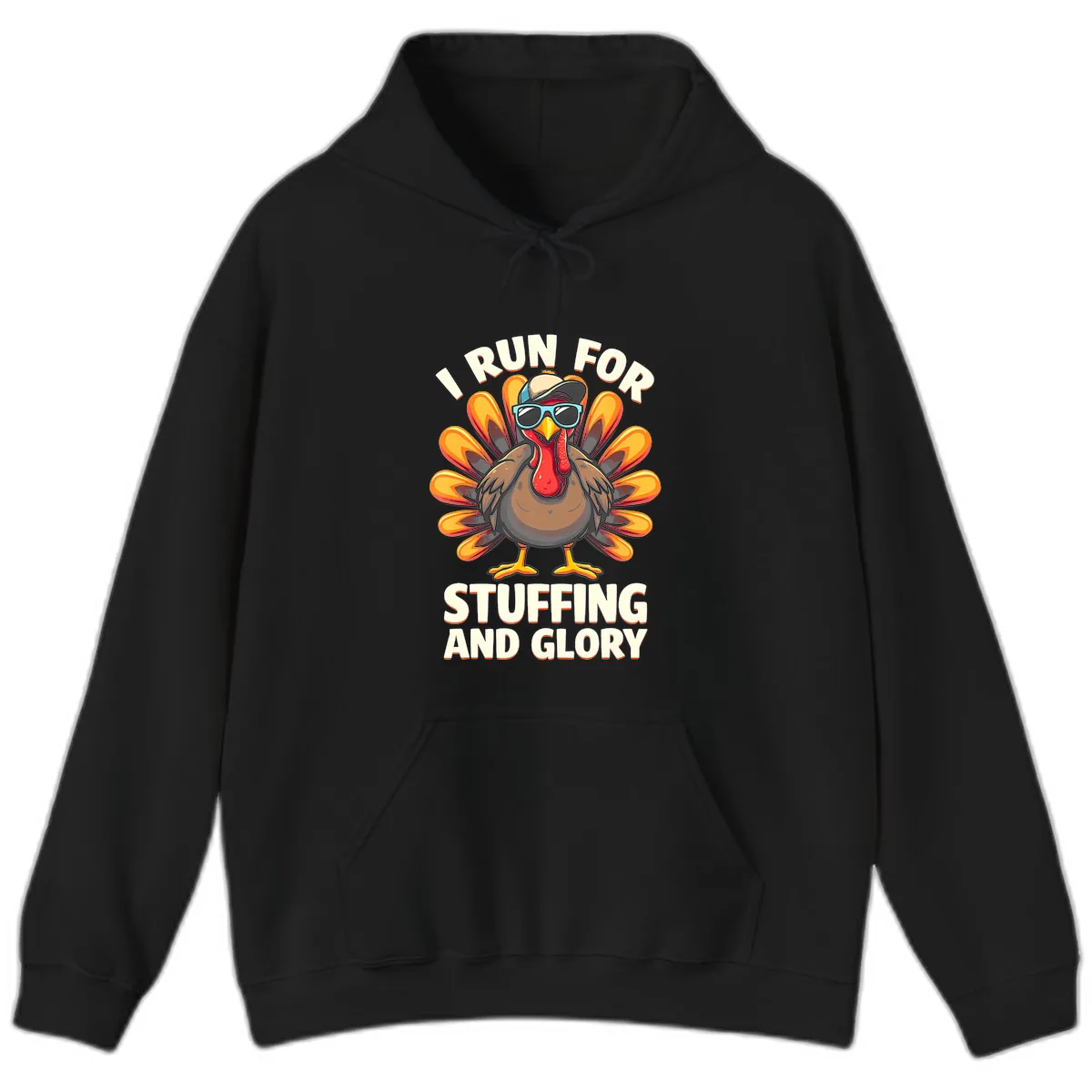 I Run For Stuffing And Glory Turkey Trot Hoodie in Black
