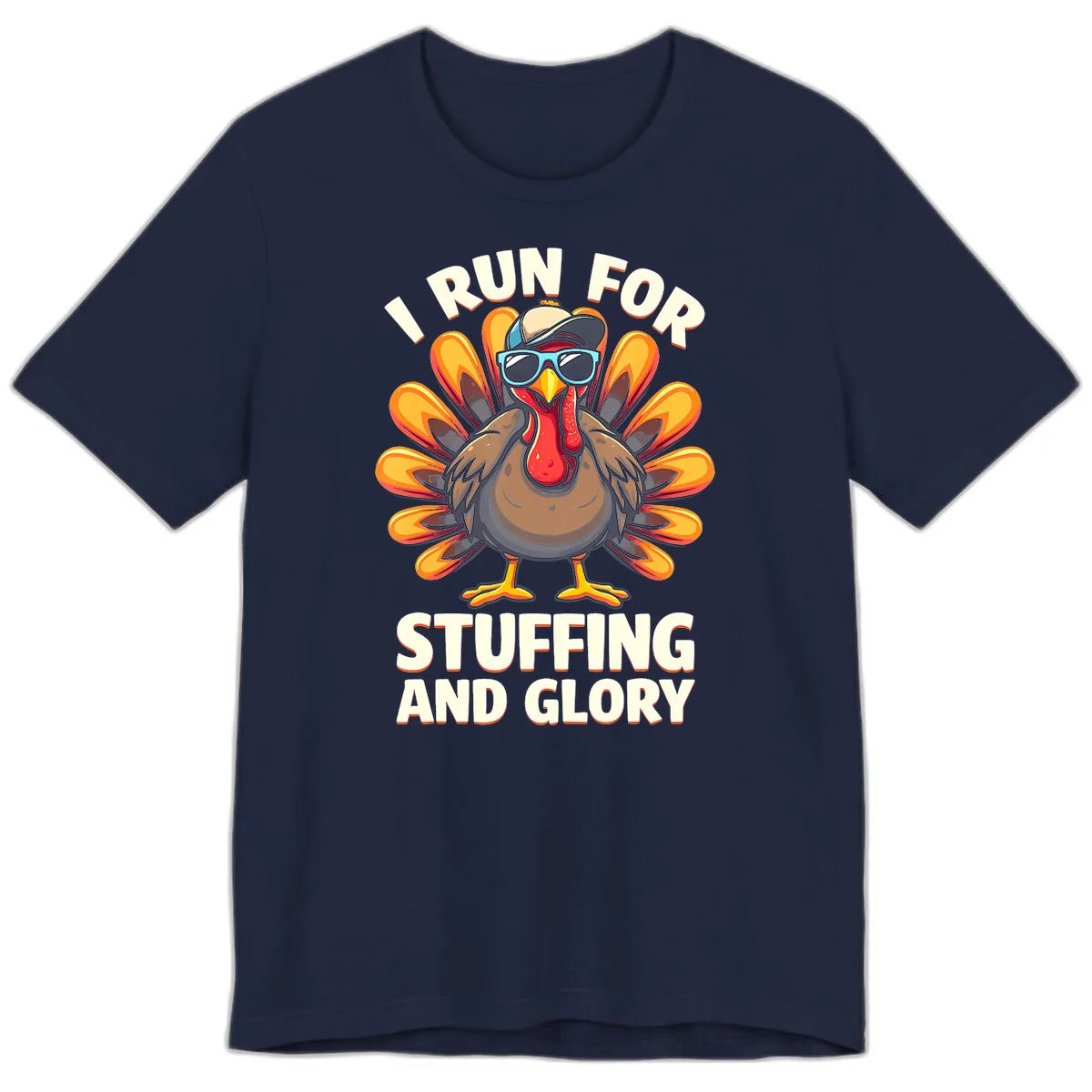 I Run For Stuffing And Glory Turkey Trot Premium T-Shirt in Navy
