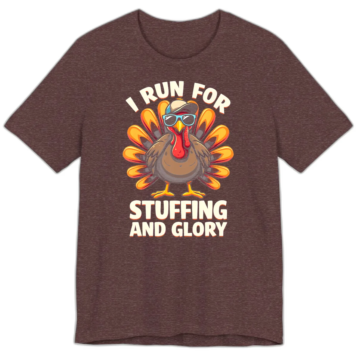 I Run For Stuffing And Glory Turkey Trot Premium T-Shirt in Heather Maroon