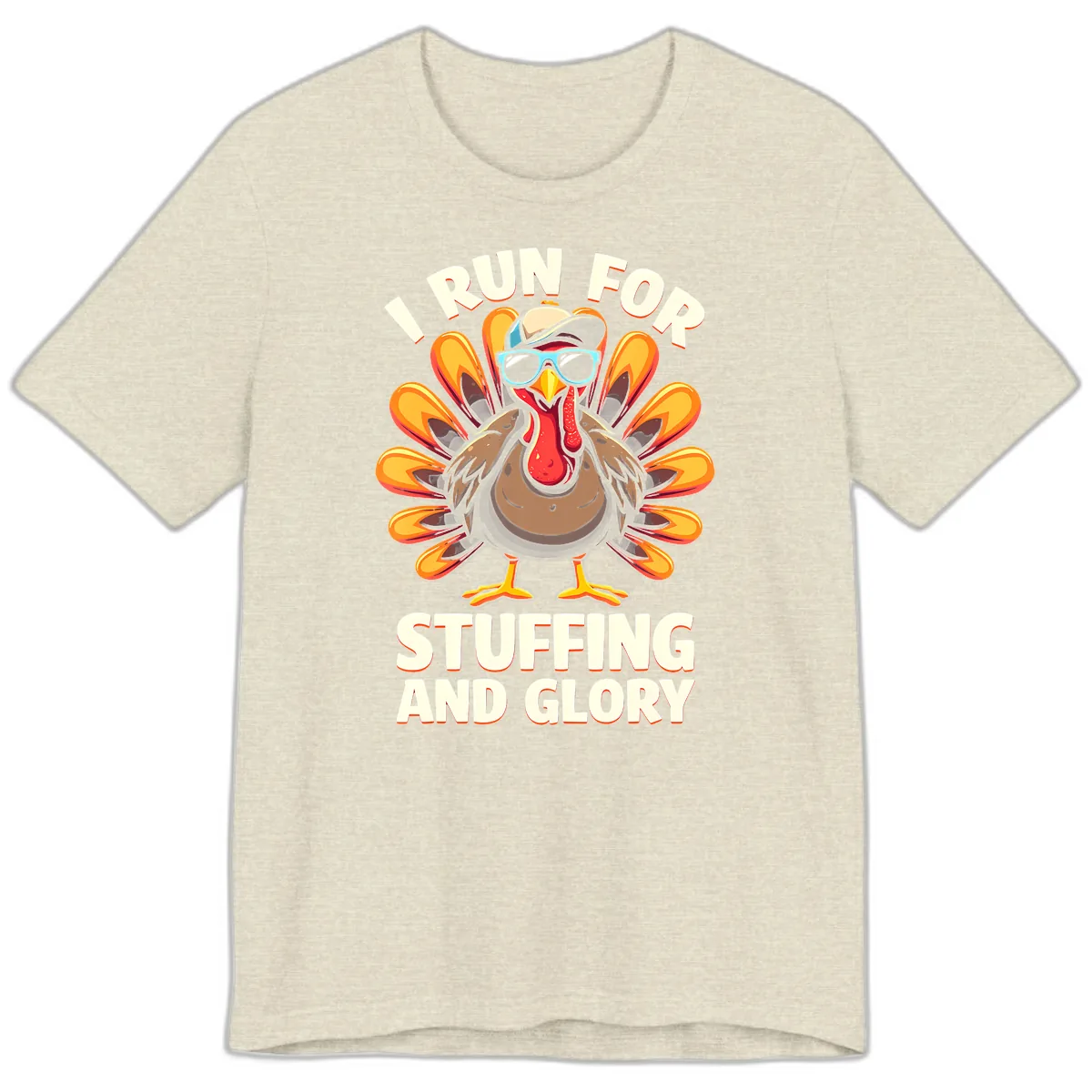 I Run For Stuffing And Glory Turkey Trot Premium T-Shirt in Heather Prism Natural
