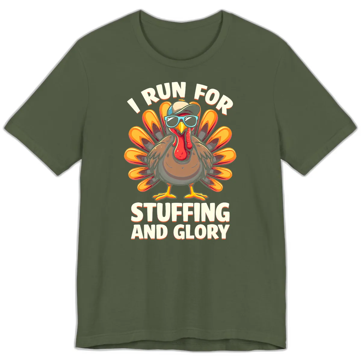 I Run For Stuffing And Glory Turkey Trot Premium T-Shirt in Military Green