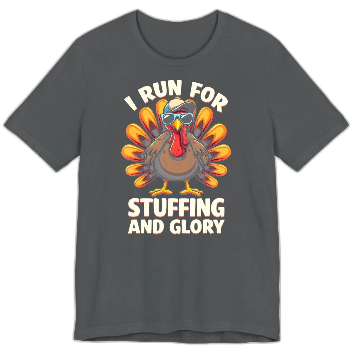 I Run For Stuffing And Glory Turkey Trot Premium T-Shirt in Asphalt