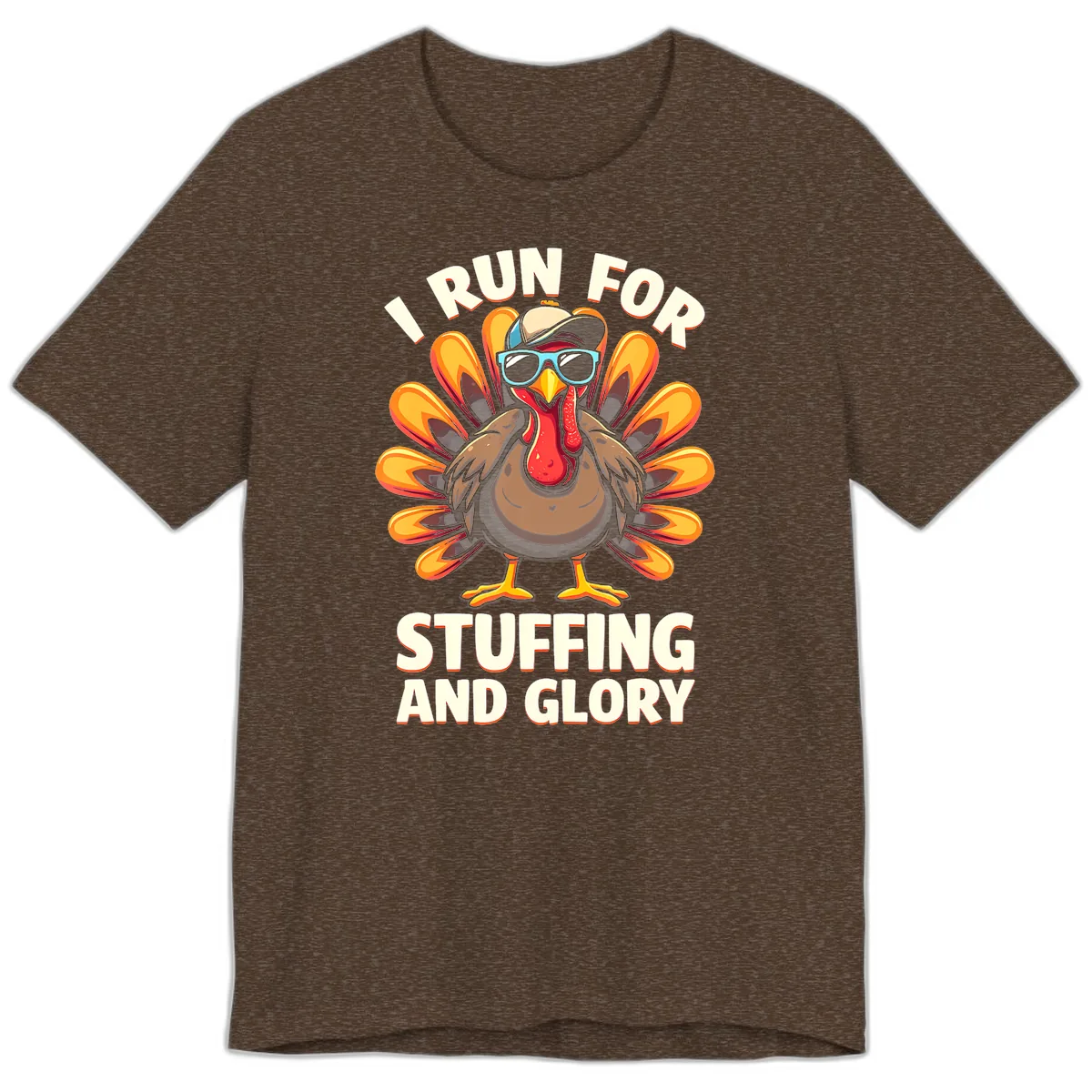 I Run For Stuffing And Glory Turkey Trot Premium T-Shirt in Heather Brown