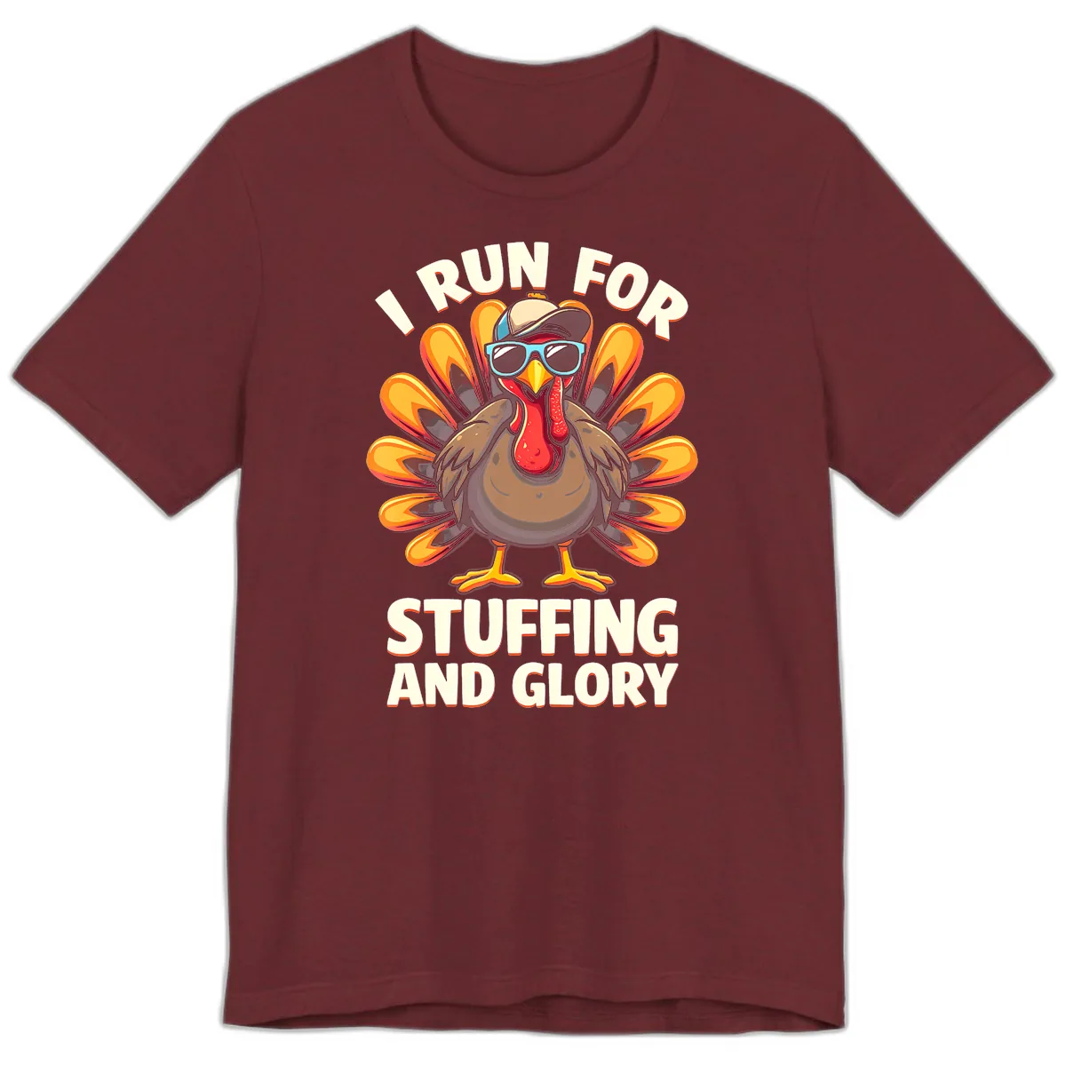 I Run For Stuffing And Glory Turkey Trot Premium T-Shirt in Heather Cardinal