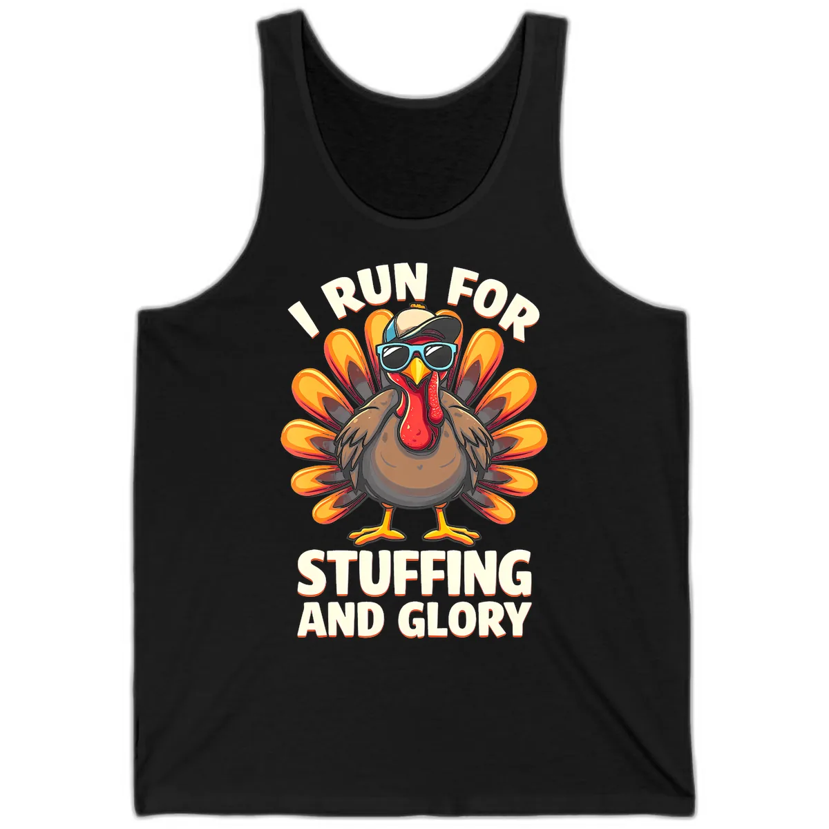 I Run For Stuffing And Glory Turkey Trot Tank in Black