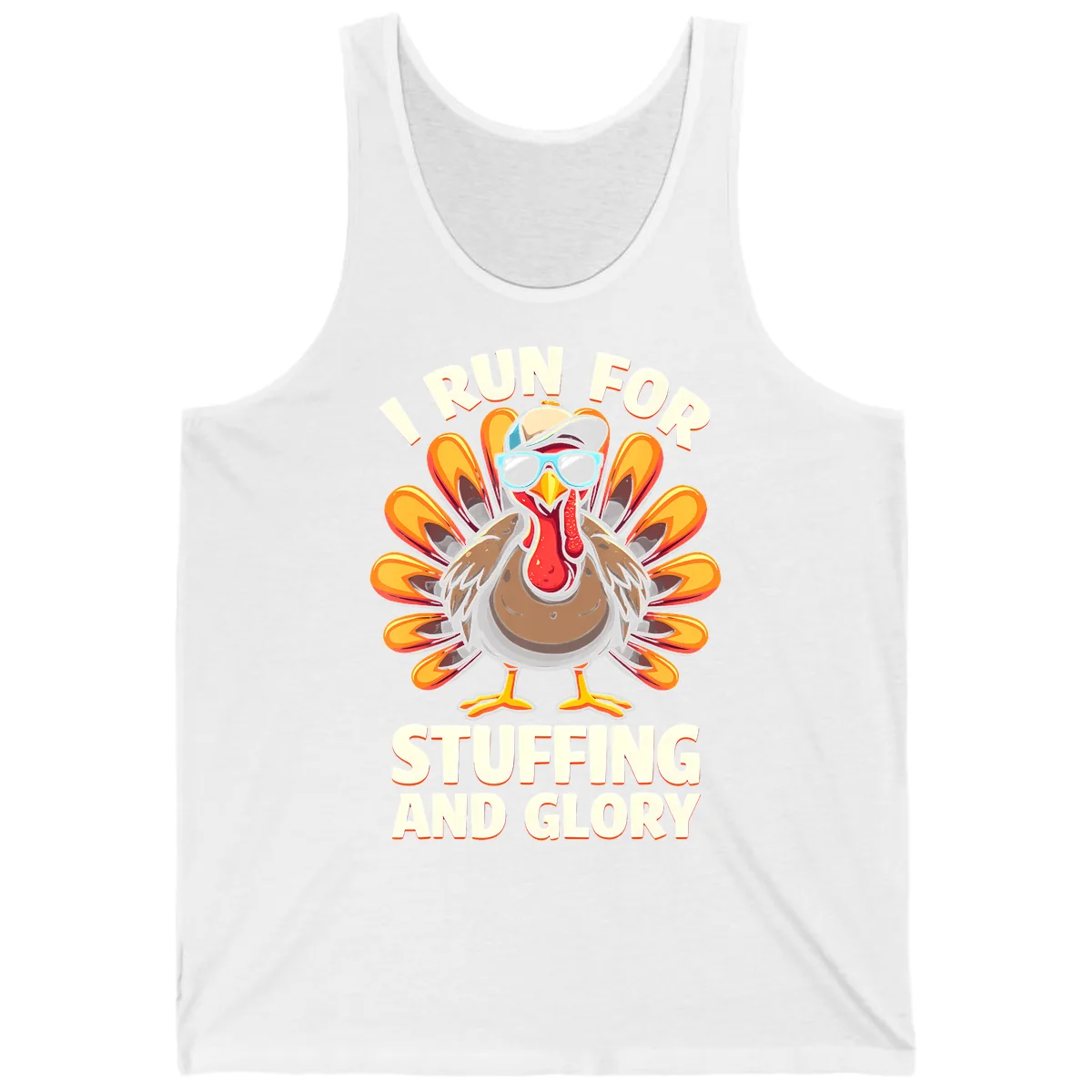I Run For Stuffing And Glory Turkey Trot Tank in White