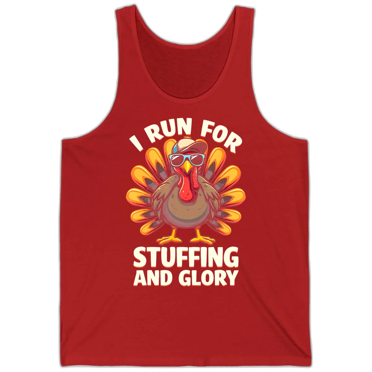 I Run For Stuffing And Glory Turkey Trot Tank in Red