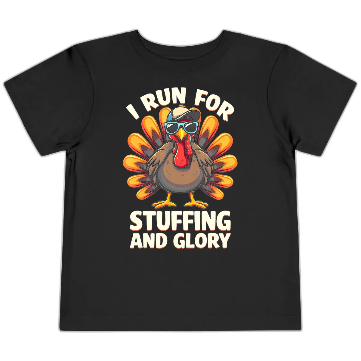 I Run For Stuffing And Glory Turkey Trot Toddler T-Shirt in Black