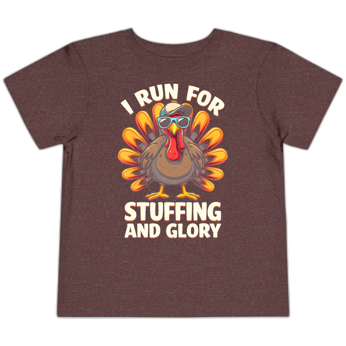 I Run For Stuffing And Glory Turkey Trot Toddler T-Shirt in Heather Maroon