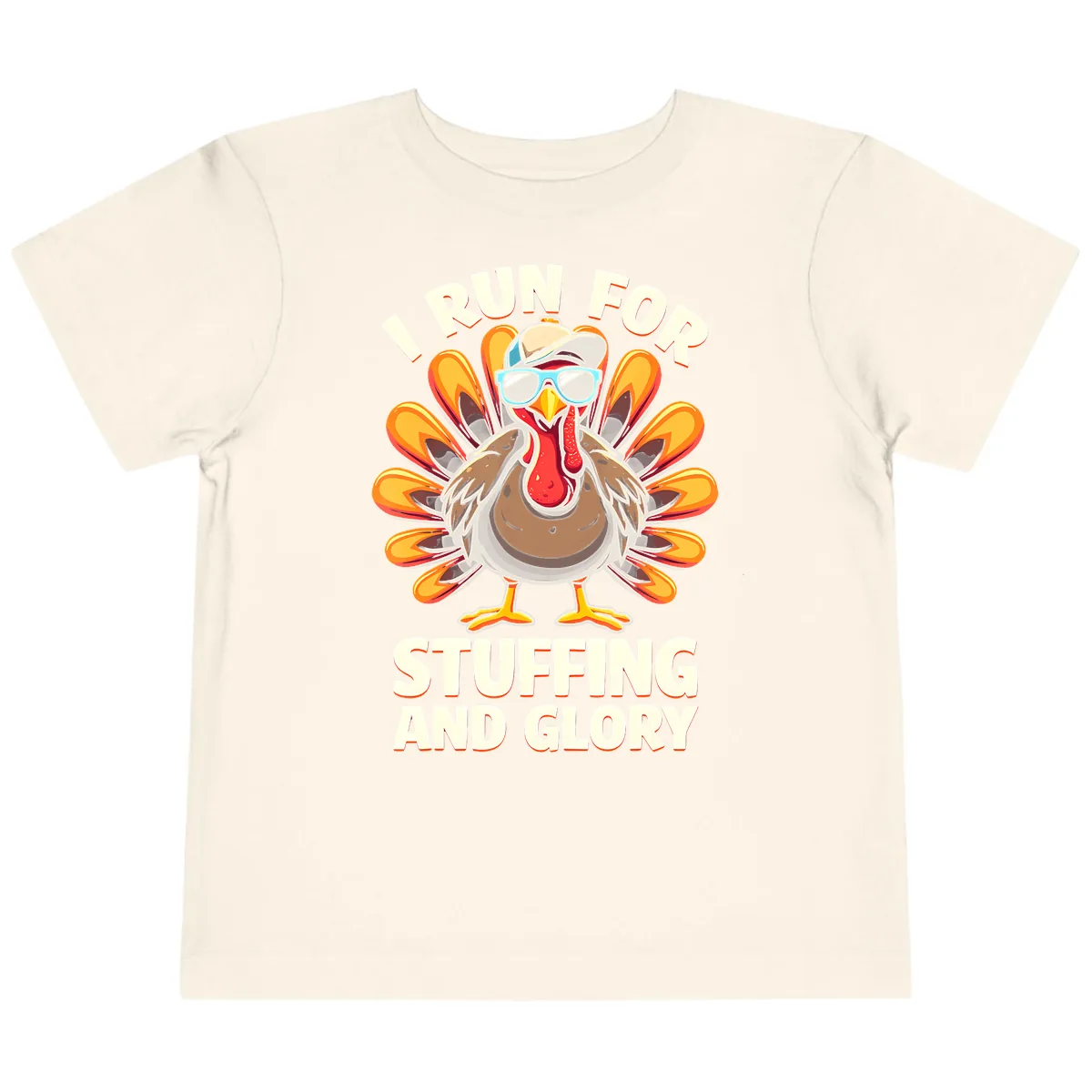 I Run For Stuffing And Glory Turkey Trot Toddler T-Shirt in Natural