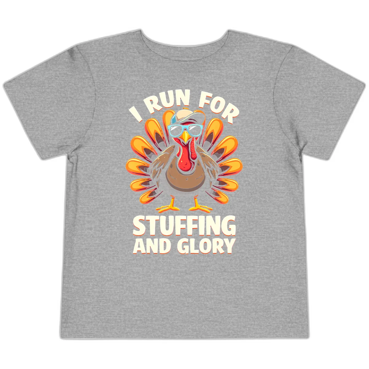 I Run For Stuffing And Glory Turkey Trot Toddler T-Shirt in Athletic Heather