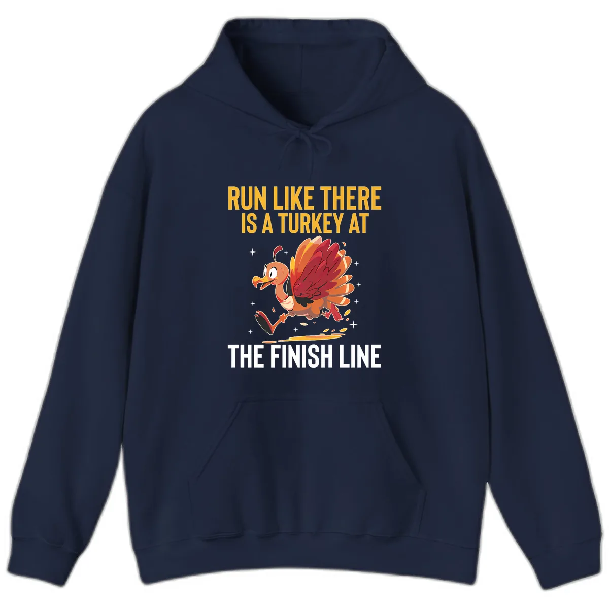 Run Like There Is A Turkey At The Finish Line Hoodie in Navy