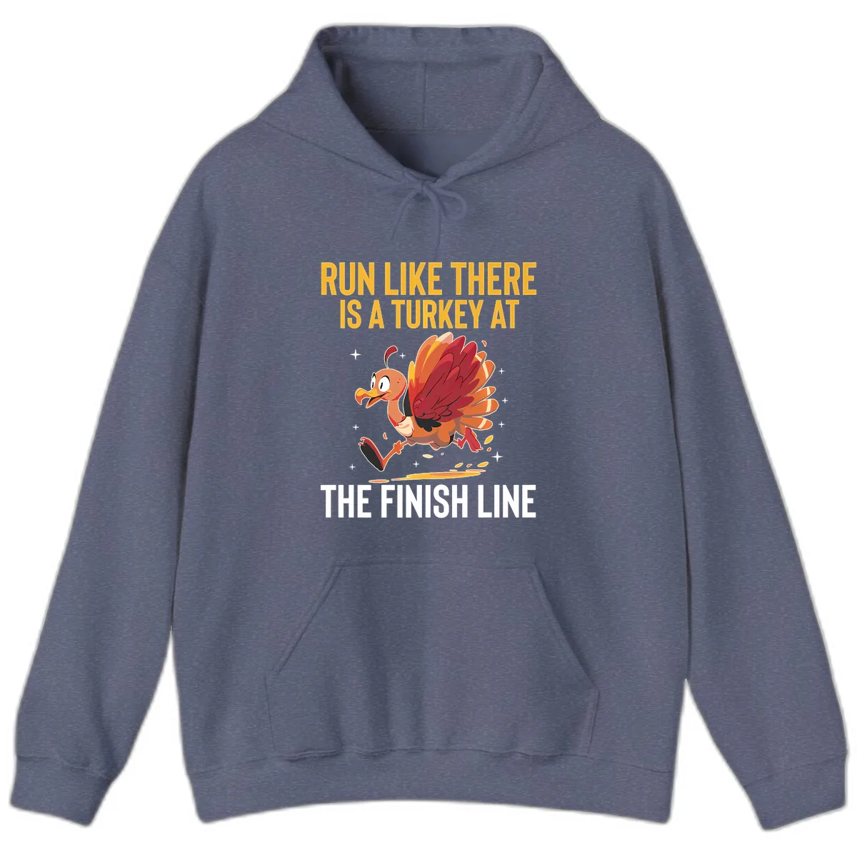 Run Like There Is A Turkey At The Finish Line Hoodie in Heather Navy