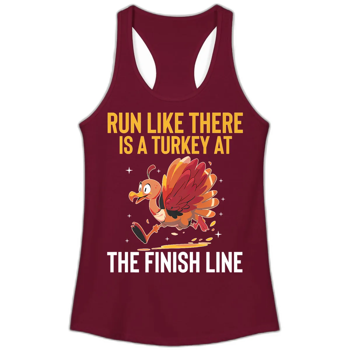 Run Like There Is A Turkey At The Finish Line Ladies Tank in Solid Cardinal Red