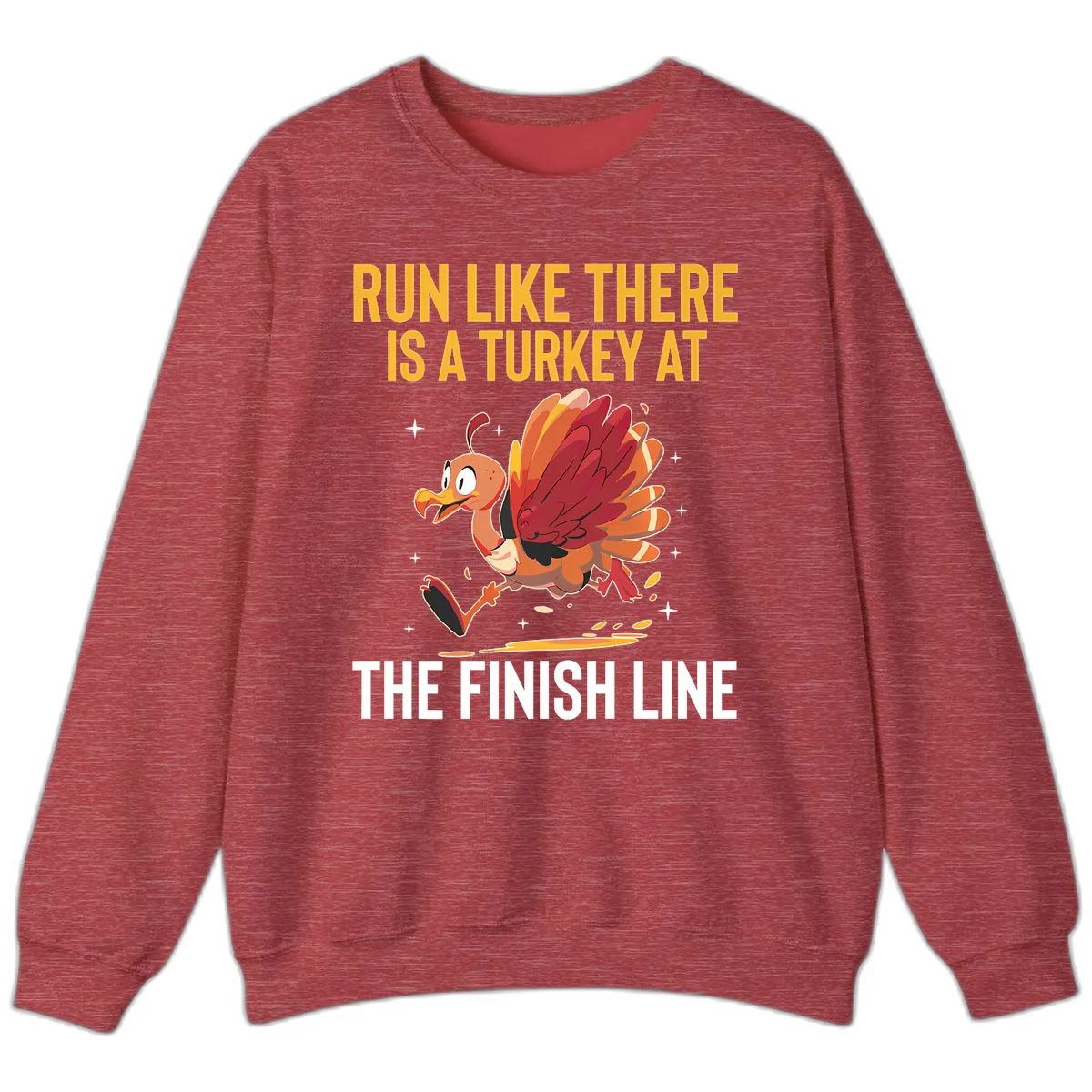 Run Like There Is A Turkey At The Finish Line Sweatshirt in Heather Scarlet Red