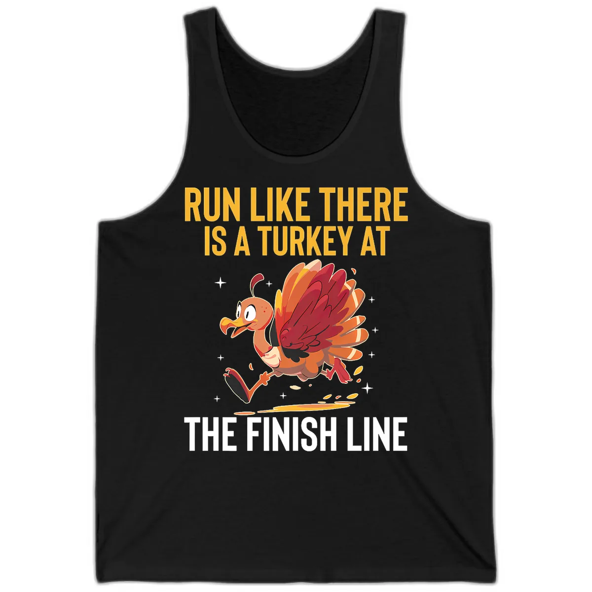 Run Like There Is A Turkey At The Finish Line Tank in Black