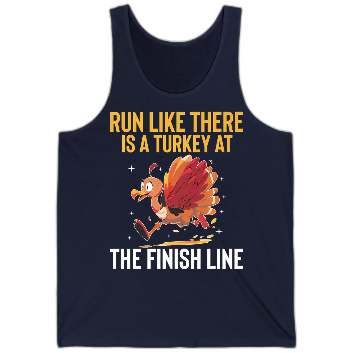 Run Like There Is A Turkey At The Finish Line Tank in Navy