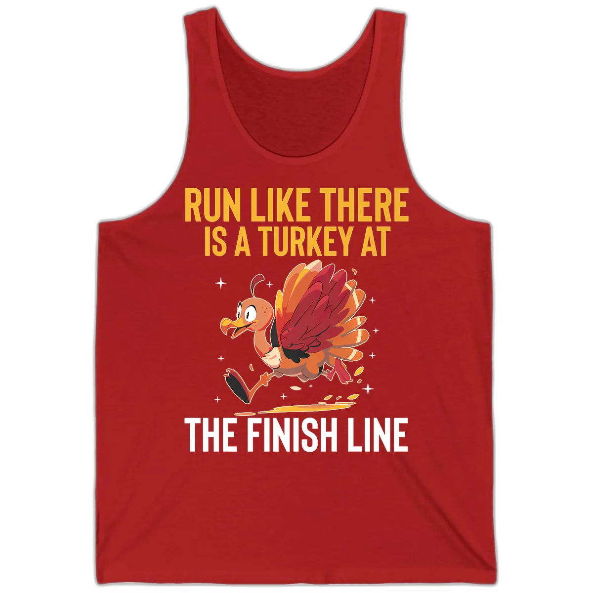 Run Like There Is A Turkey At The Finish Line Tank in Red