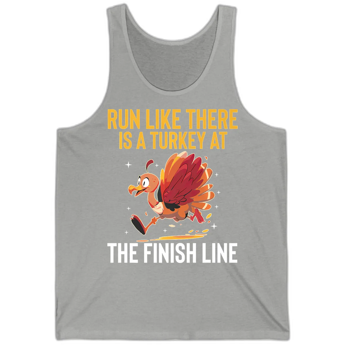 Run Like There Is A Turkey At The Finish Line Tank in Athletic Heather